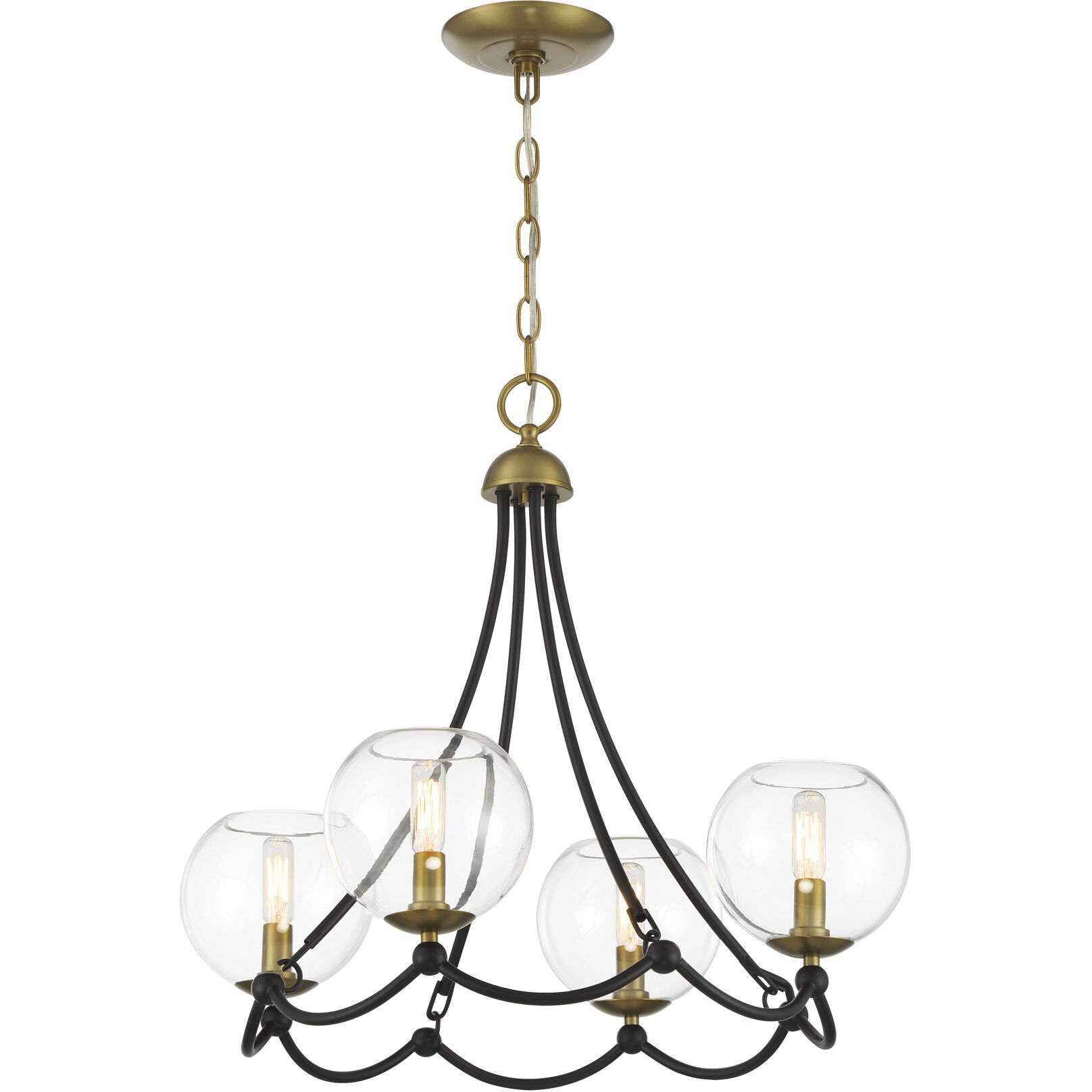 Vantage Kearney Park 4 Light 23 inch Coal and Soft Brass Chandelier Ceiling Light