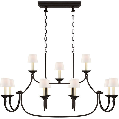 Chapman & Myers Flemish 11 Light 51.25 inch Aged Iron Linear Pendant Ceiling Light in Linen, Large