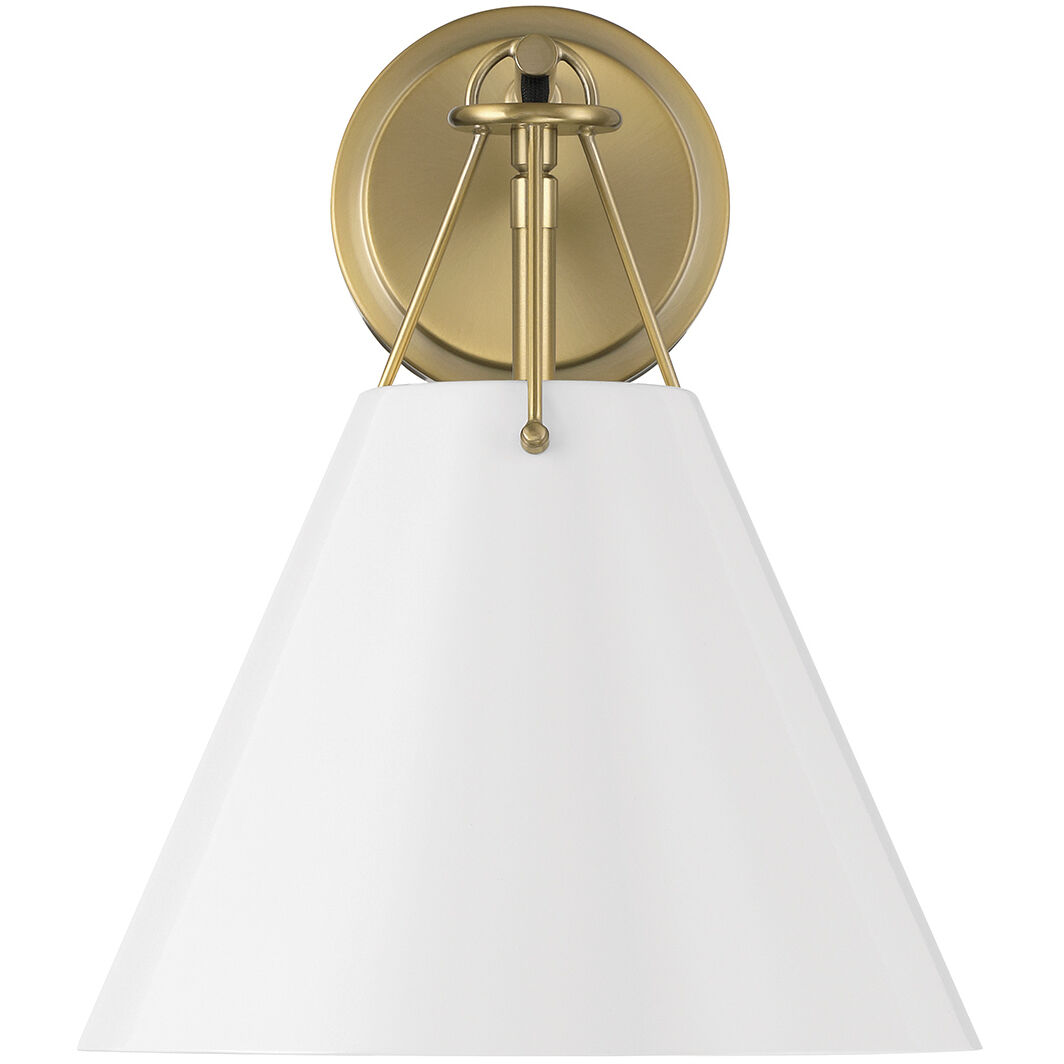 Xavier Bath Sconce Wall Light in Vibrant Gold and White