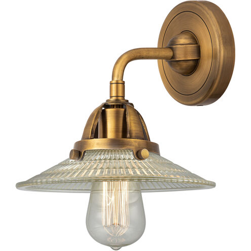 Nouveau 2 Halophane 1 Light 9 inch Brushed Brass Sconce Wall Light in Clear Halophane Glass