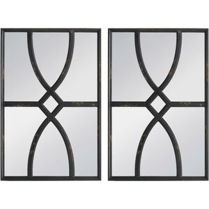 Rectangular Carved 24 X 16 inch Antique Black Wall Mirrors, Set of 2