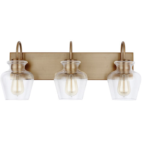 Danes 3 Light 25 inch Aged Brass Vanity Light Wall Light