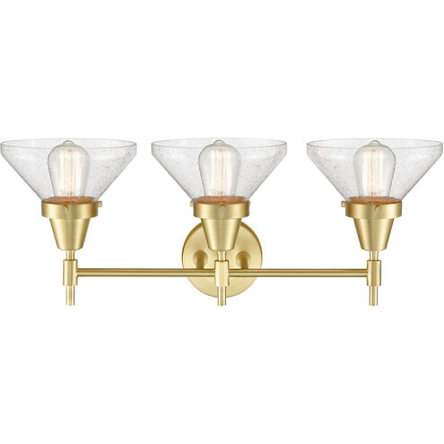 Caden LED 26 inch Satin Brass Bath Vanity Light Wall Light in Seedy Glass