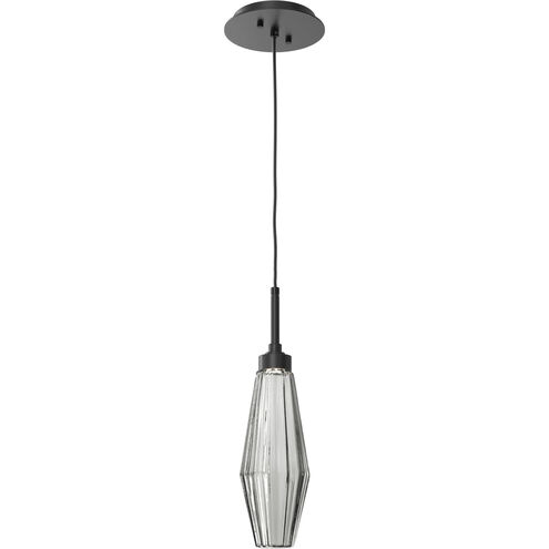 Aalto LED 3.8 inch Matte Black Pendant Ceiling Light in Optic Rib Smoke, 2700K LED