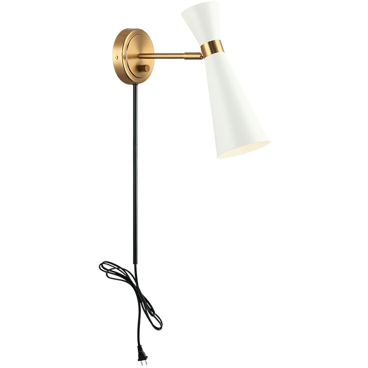 Blaze Wall Sconce Wall Light in Aged Gold Brass and White