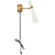 Blaze 1 Light 4 inch White Wall Sconce Wall Light in Aged Gold Brass and White