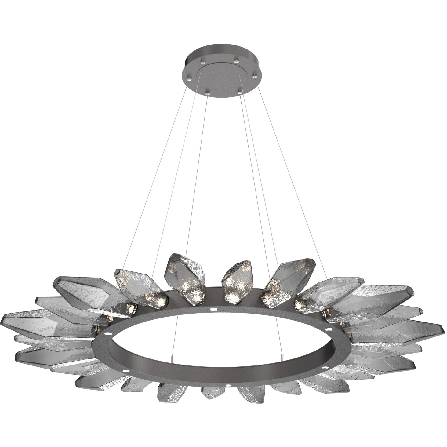 Rock Crystal LED Graphite Chandelier Ceiling Light, Radial Ring