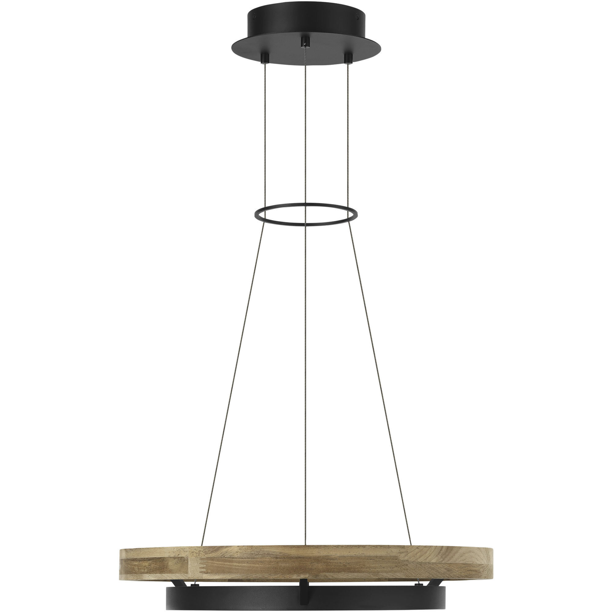 Sean Lavin Grace LED 24 inch Textured Black and Teak Wood Outdoor Chandelier