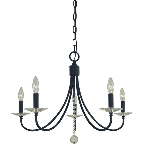 Ashley 5 Light 26 inch Matte Black Chandelier Ceiling Light