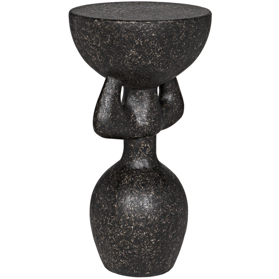African 26 X 14 inch Black Fiber Cement Side Table