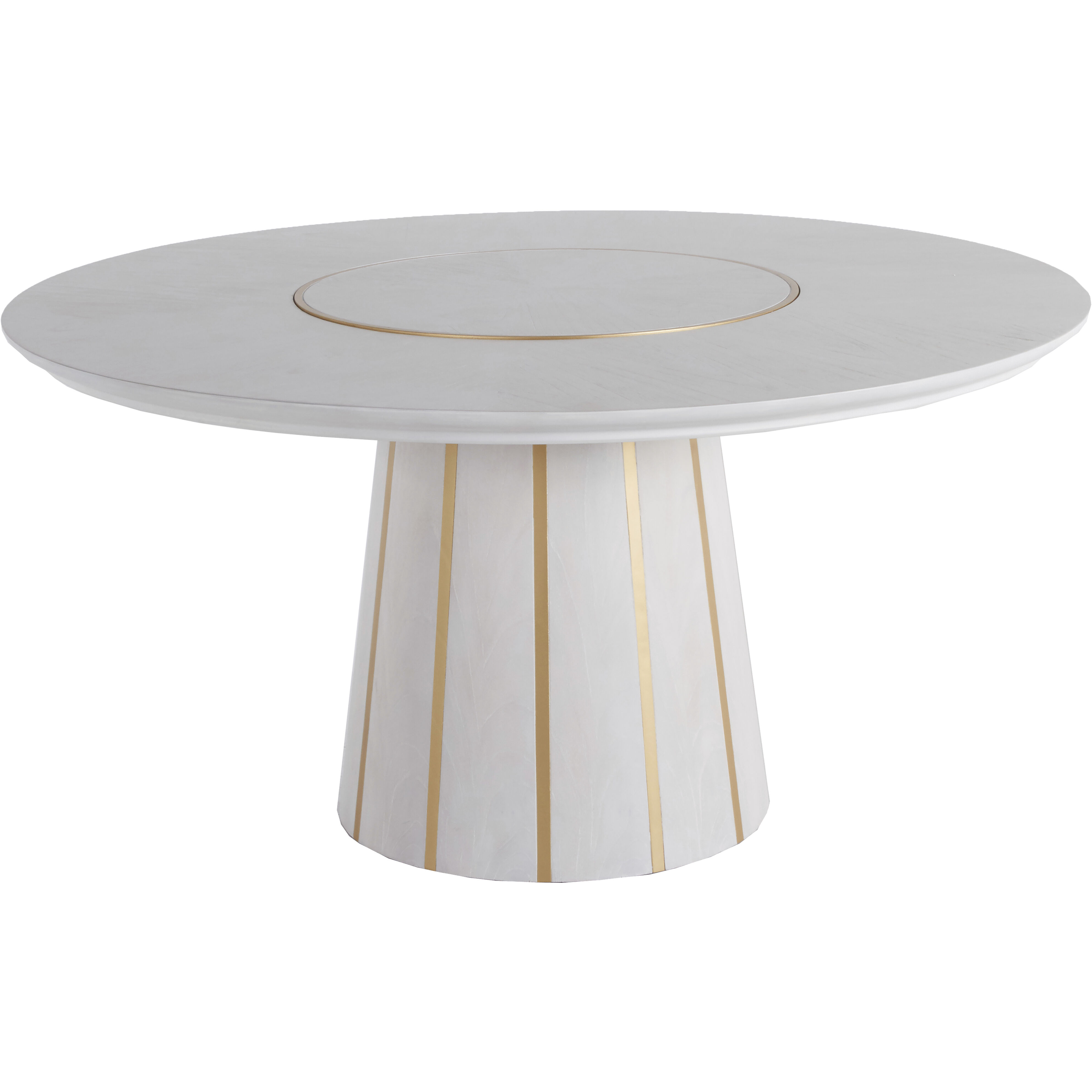 Morgan 60 X 60 inch Cerused White and Burnished Gold Dining Table