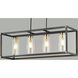 Capitol 4 Light 36 inch Black and Antique Brass Linear Pendant Ceiling Light
