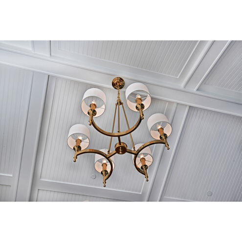 Fairmont 6 Light 30 inch Natural Aged Brass Single Tier Chandelier Ceiling Light