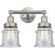 Edison Canton 2 Light 14 inch Brushed Satin Nickel Bath Vanity Light Wall Light in Seedy Glass