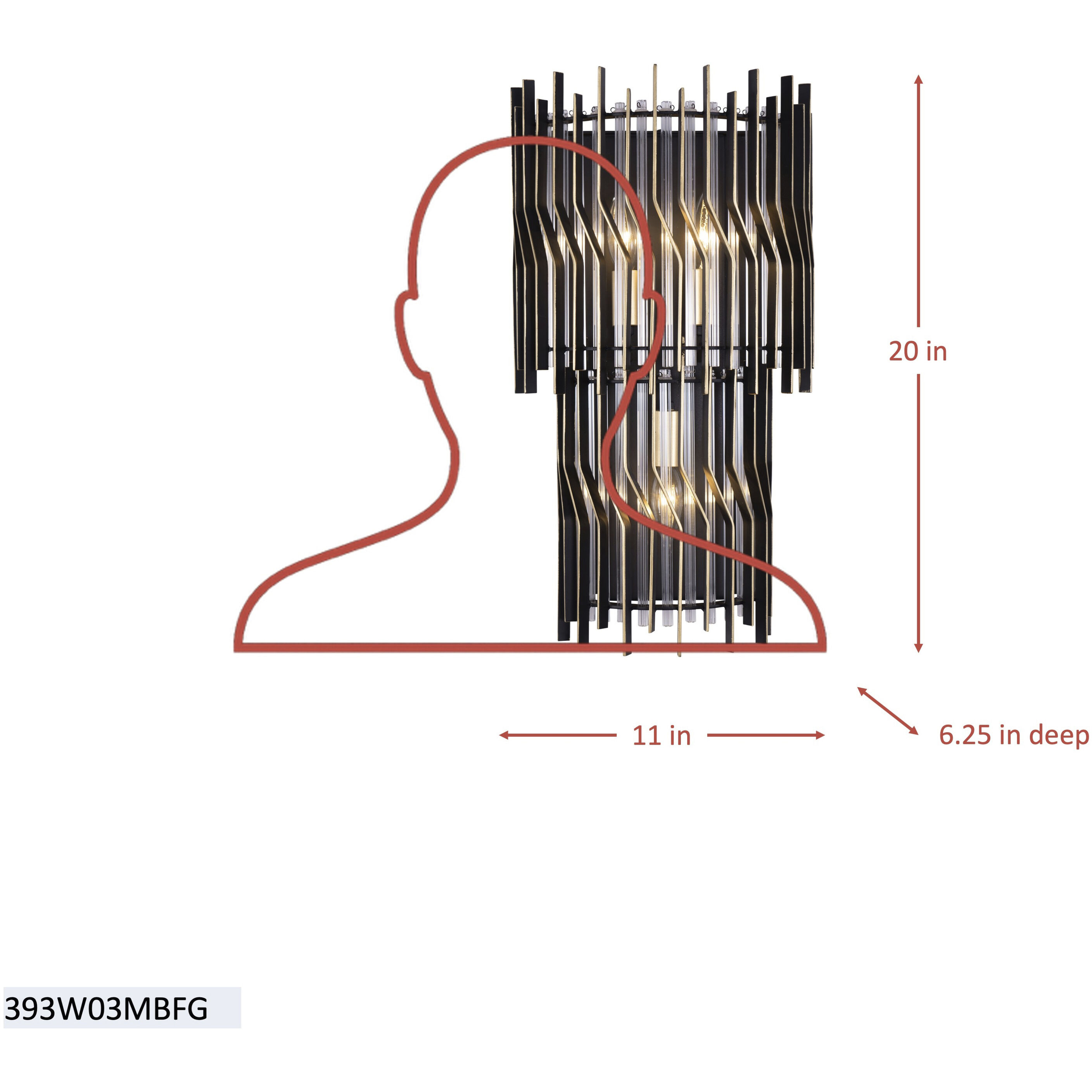 Park Row 3 Light 11 inch Matte Black and French Gold Wall Sconce Wall Light