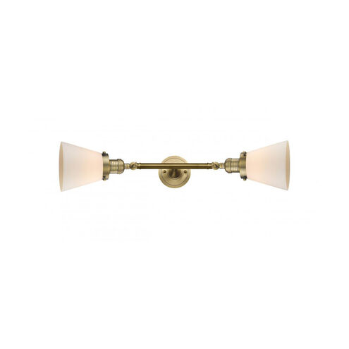 Franklin Restoration Small Cone LED 6 inch Brushed Brass Bath Vanity Light Wall Light in Matte White Glass, Franklin Restoration