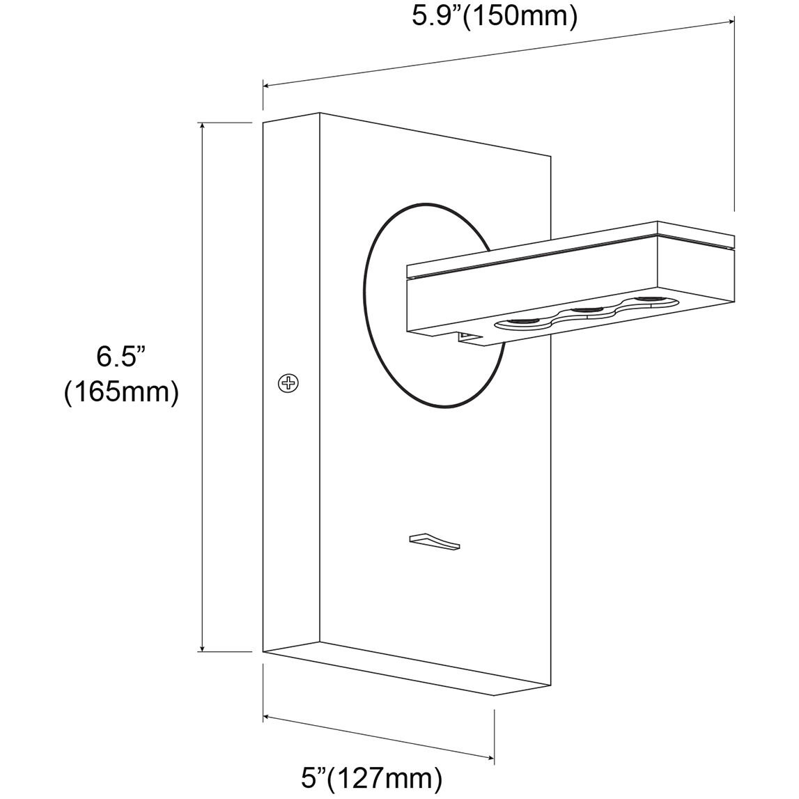 Modern 4.5 inch 2.00 watt Silver Task Wall Sconce Wall Light, Hinge