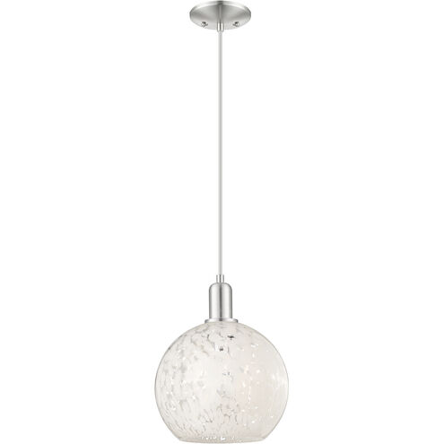 Arcadia White Mouchette 1 Light 10 inch Brushed Satin Nickel Mini Pendant Ceiling Light