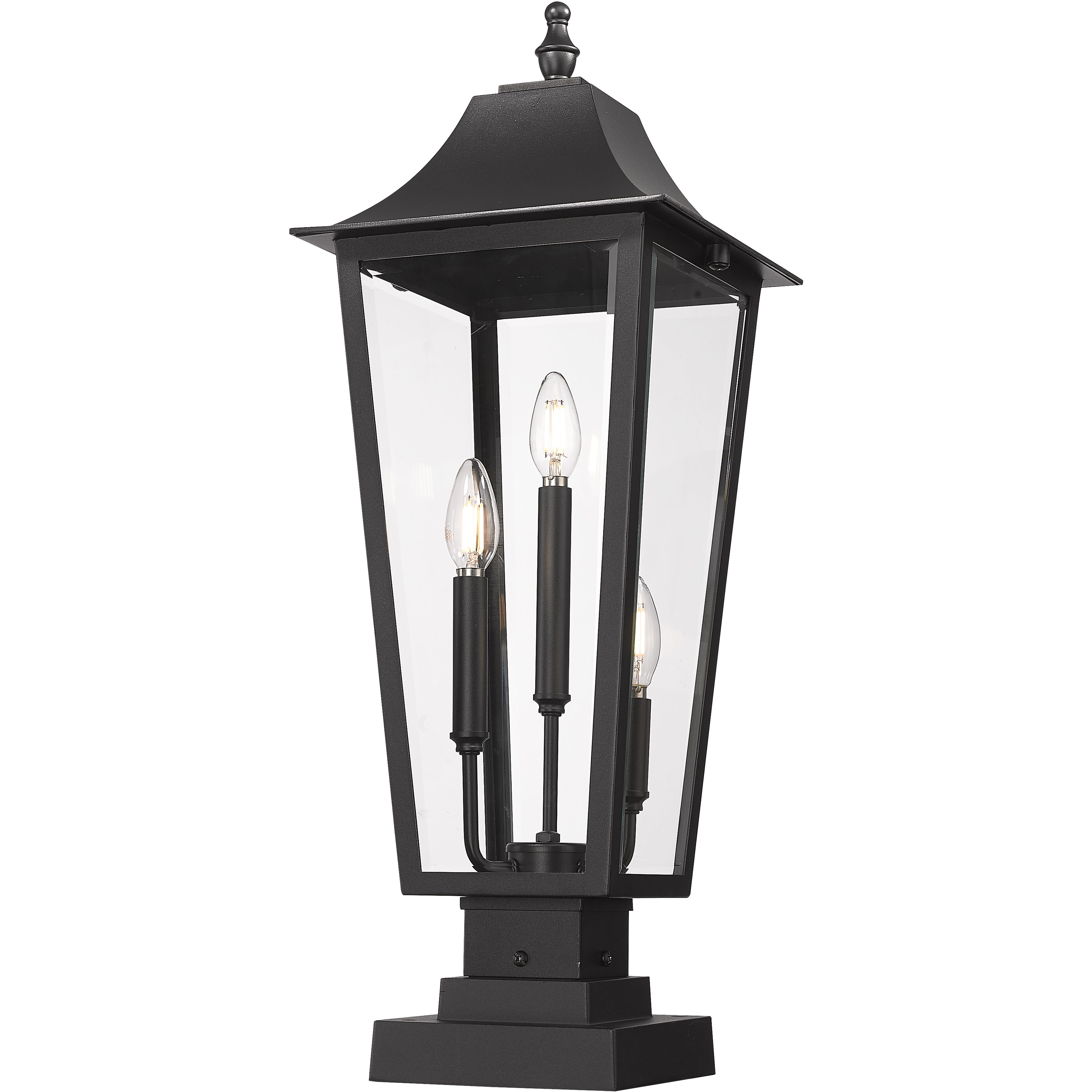 Gannon 3 Light 27.75 inch Black Outdoor Pier Mounted Fixture in G9