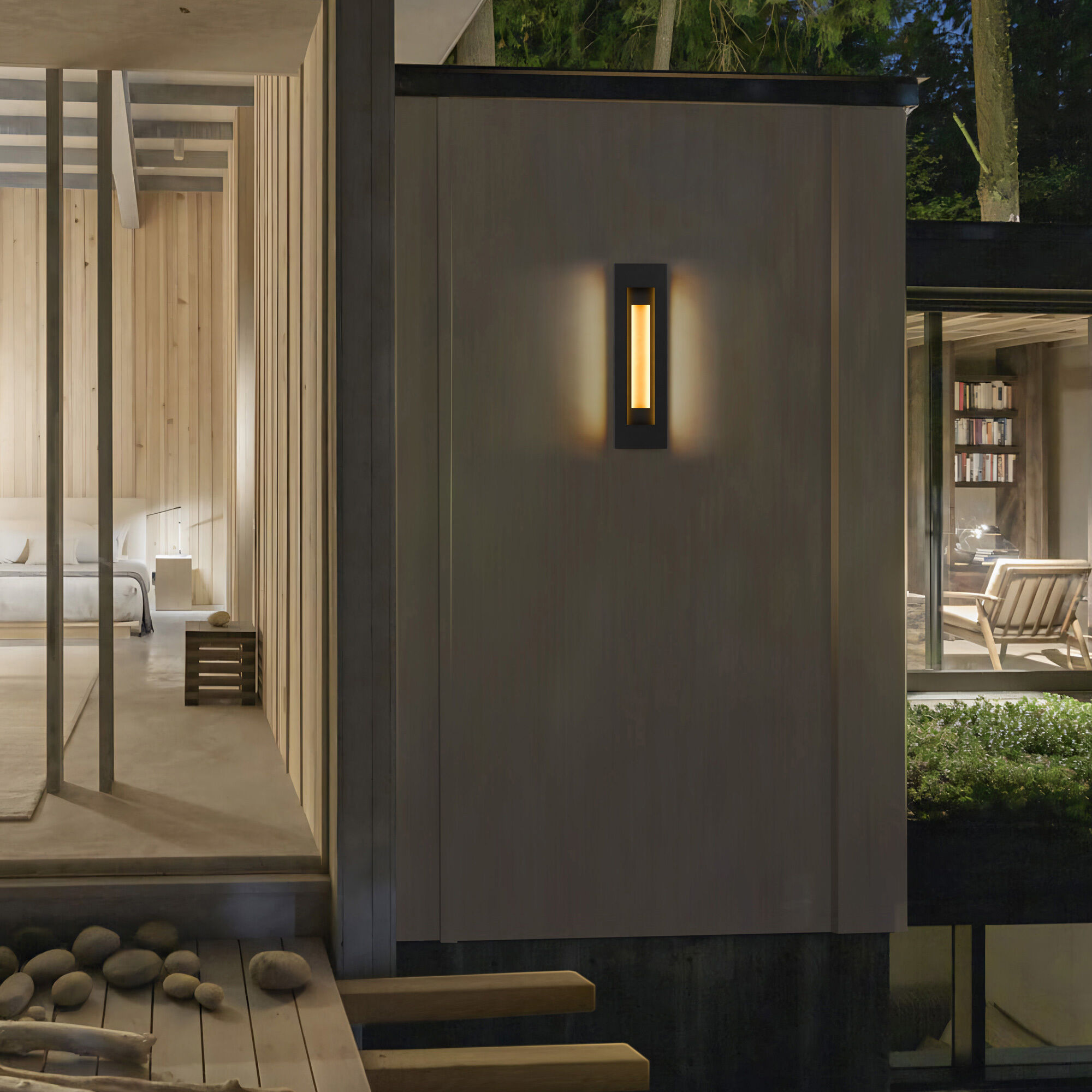 Layer LED 22 inch Sand Black Outdoor Wall Sconce