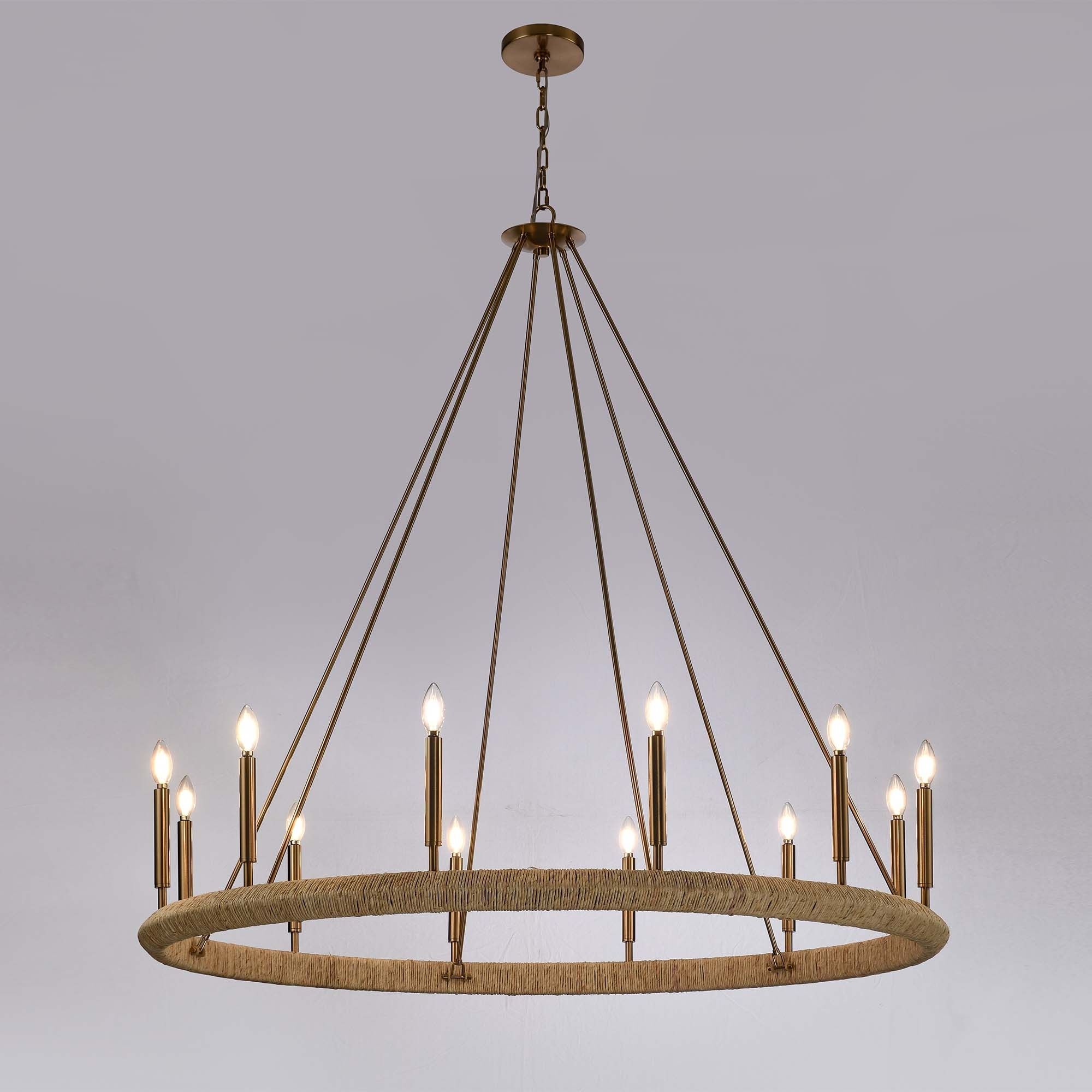 Cabana 12 Light 52 inch Lacquered Gold Chandelier Ceiling Light