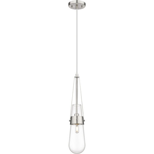 Milan 1 Light 4.38 inch Satin Nickel Pendant Ceiling Light in Clear Glass