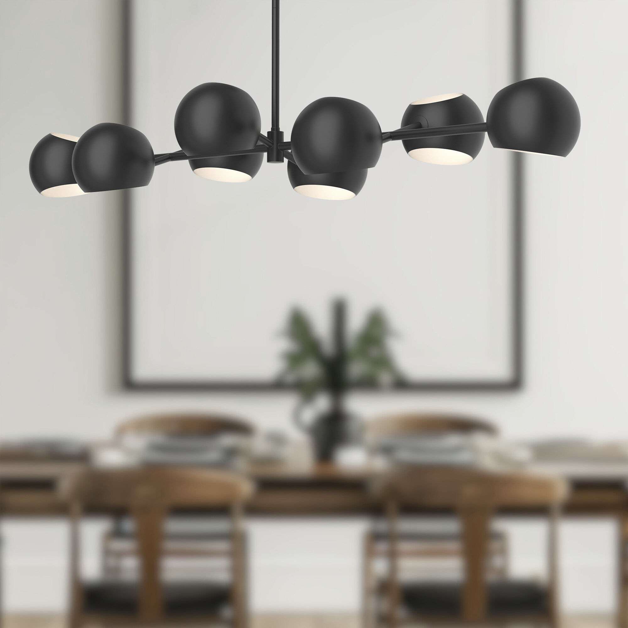 Alora Mood Willow 8 Light 48.25 inch Matte Black Linear Pendant Ceiling Light