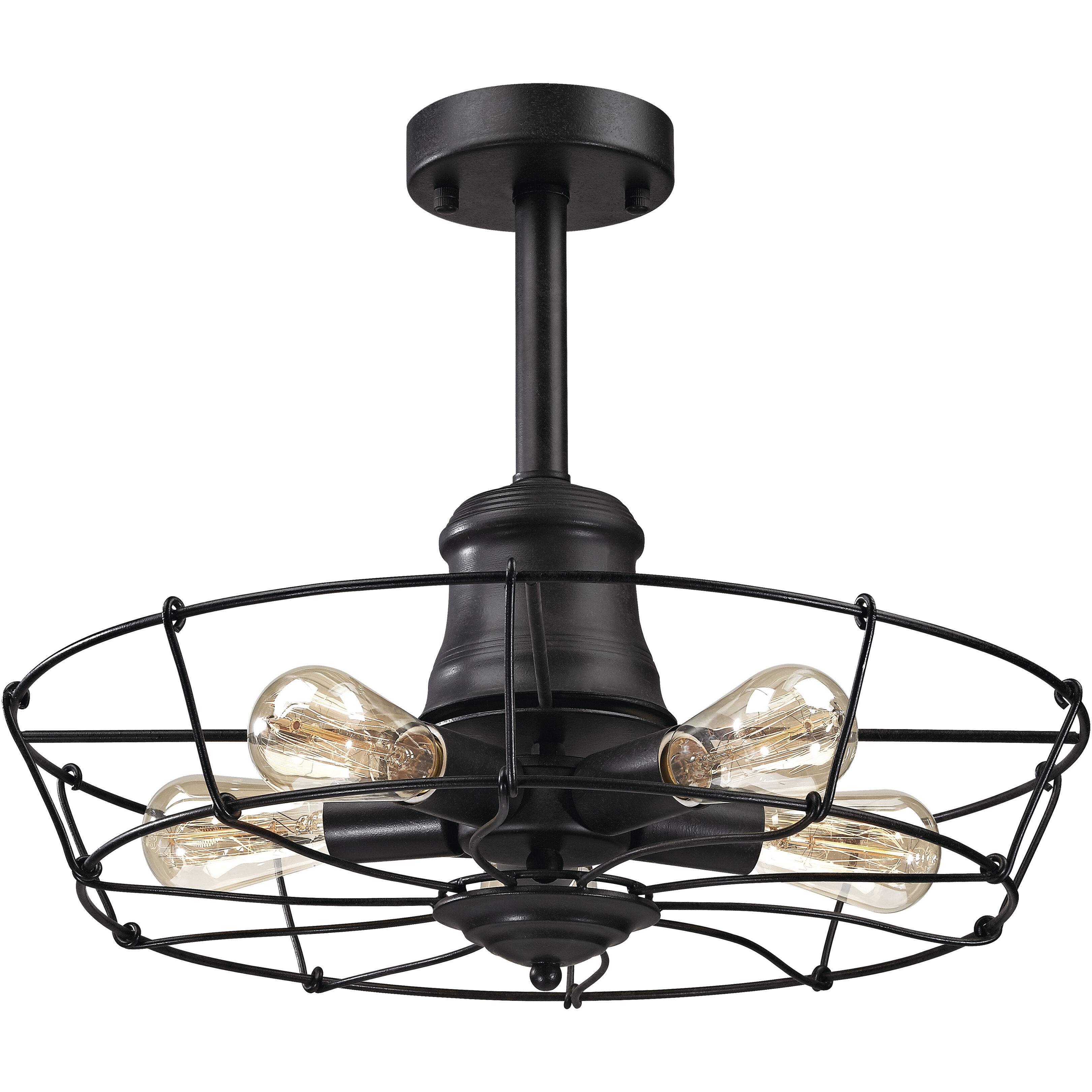 ELK 14259 5 Glendora 5 Light 20 inch Wrought Iron Black Semi Flush Mount Ceiling Light