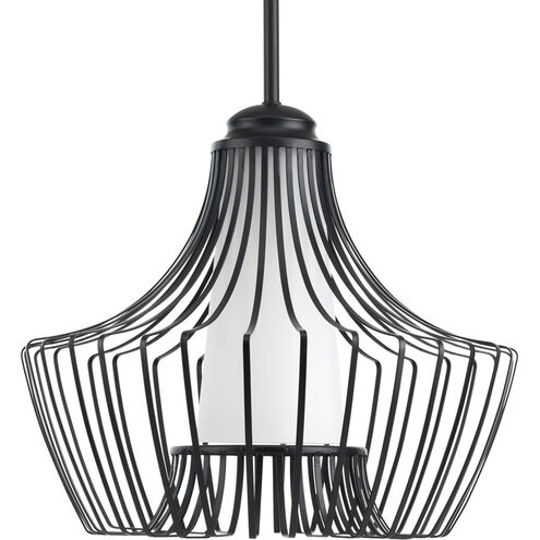 Finn 1 Light 15 inch Black Pendant Ceiling Light, Design Series
