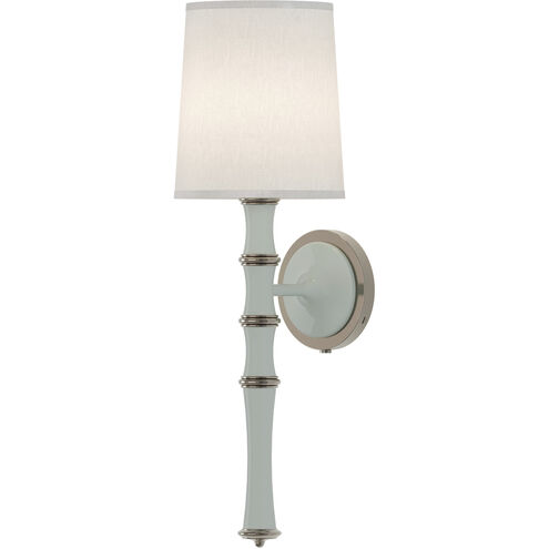 Kane Armed Wall Sconce Wall Light in Polished Nickel, Celadon, Ascot White