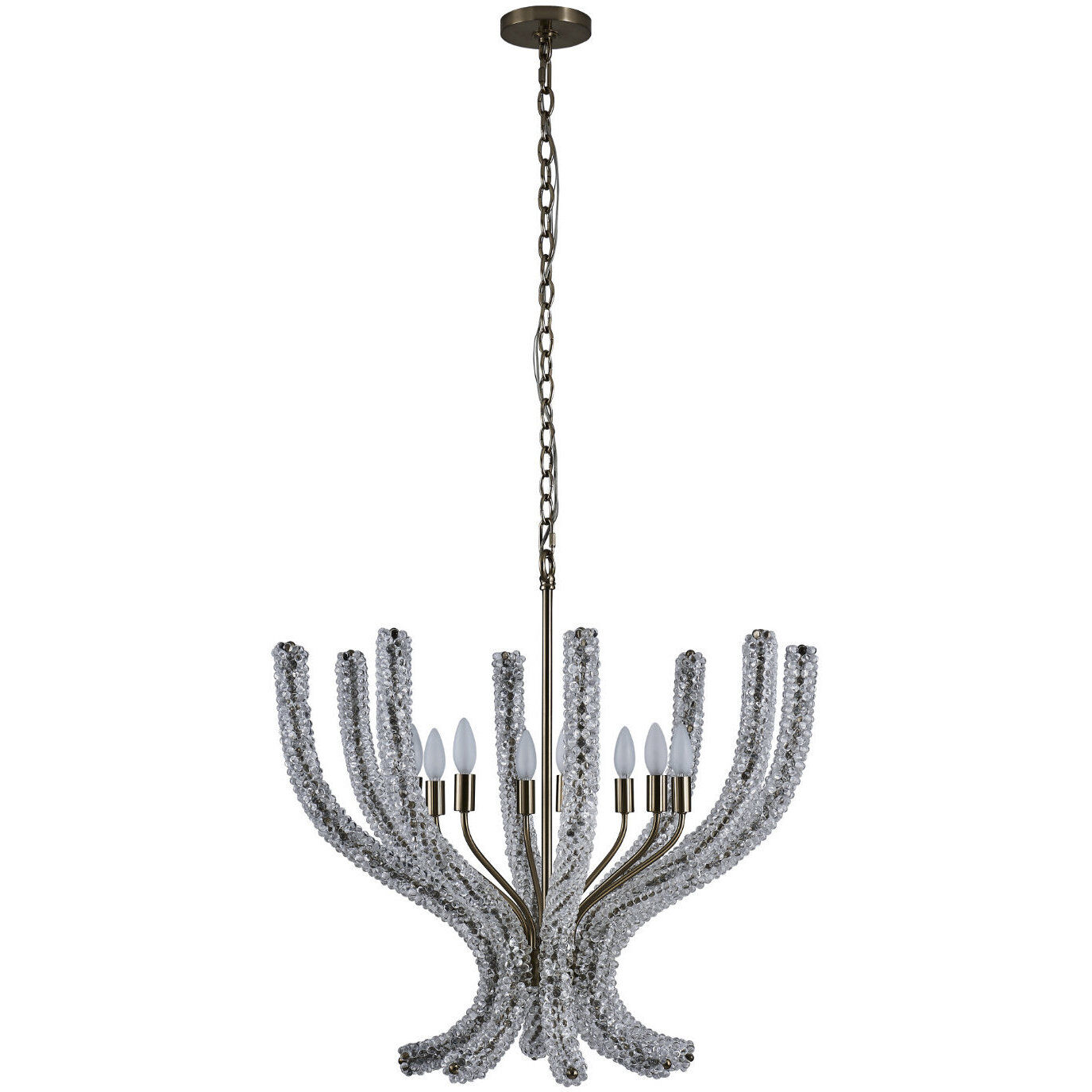 Coral 8 Light 30 inch Brushed Champagne Gold Chandelier Ceiling Light in Clear