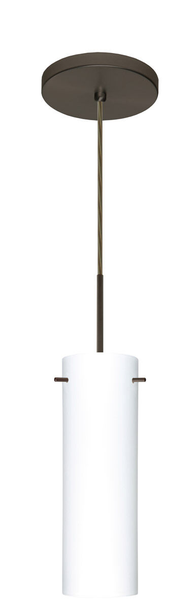 Copa 1 Light Bronze Pendant Ceiling Light in Opal Matte Glass, Halogen