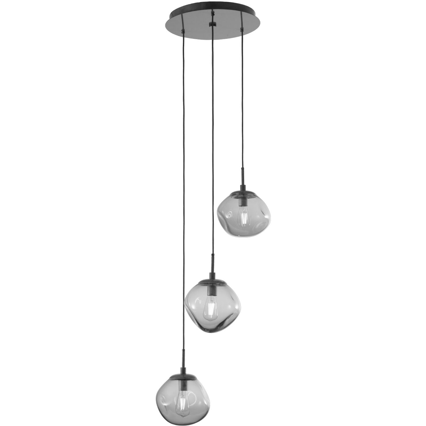 Nova Incandescent 3 Light Beige Silver Chandelier Ceiling Light, Round Multi-Port
