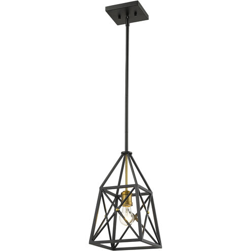 Trestle 1 Light 8 inch Matte Black and Olde Brass Pendant Ceiling Light in 5