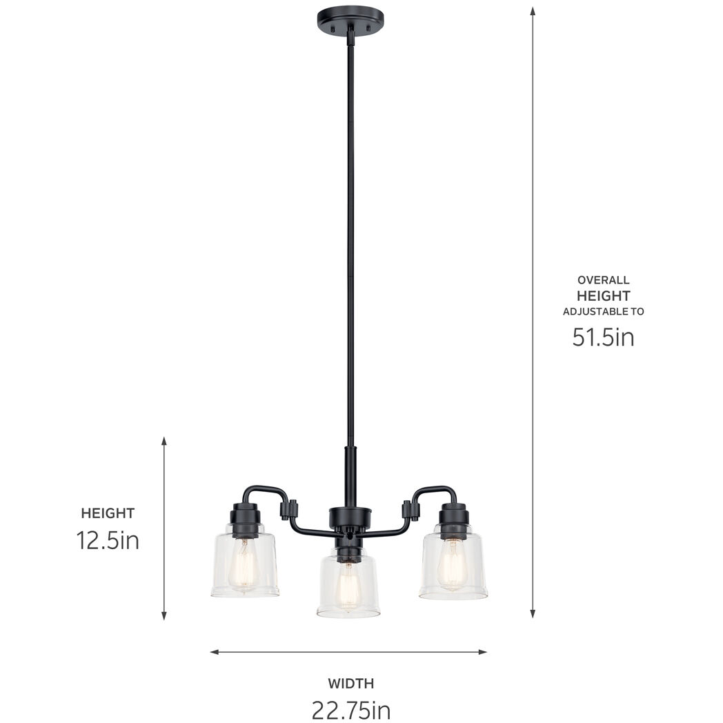 Aivian 3 Light 22.75 inch Black Chandelier Ceiling Light, Small
