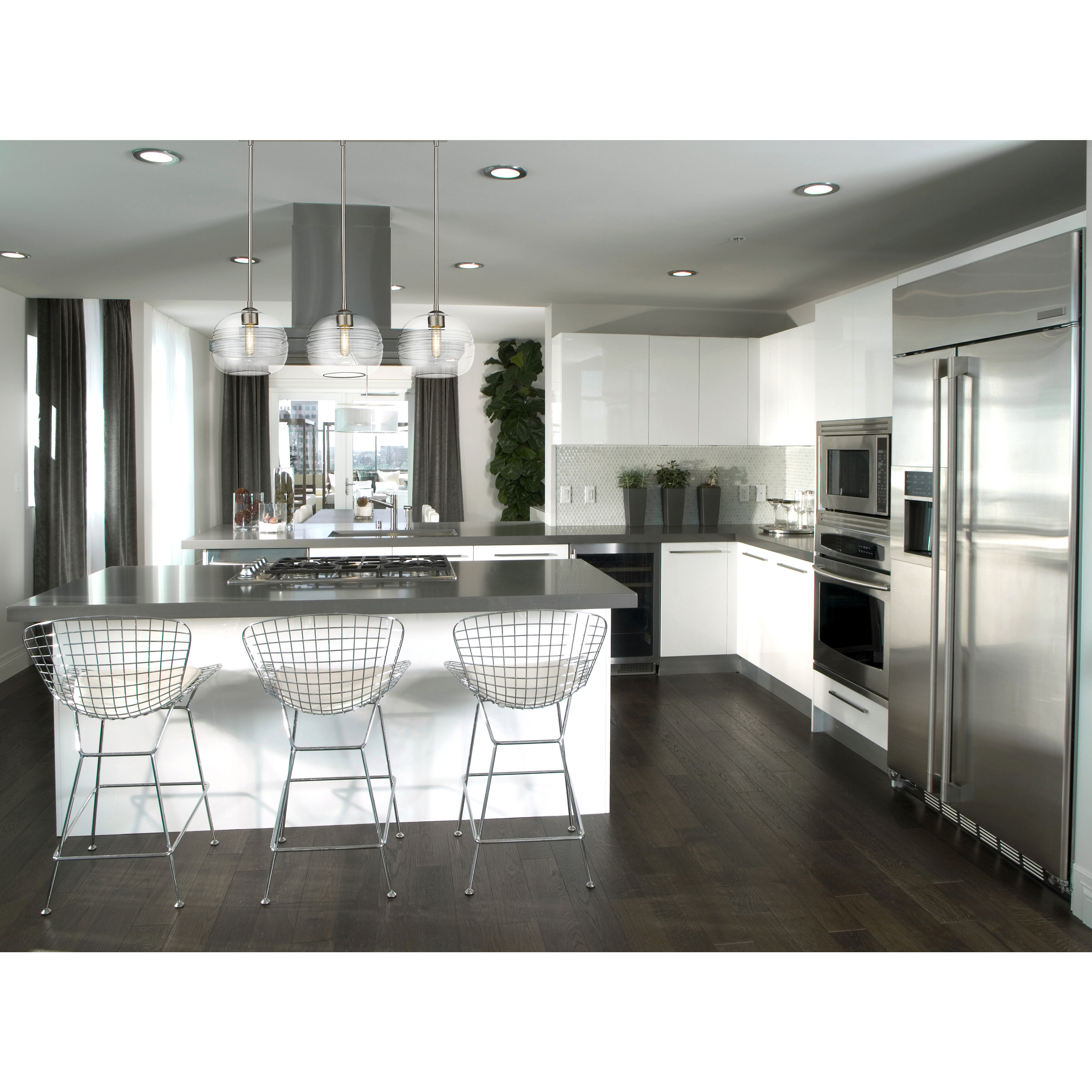 Harmony 3 Light 36 inch Brushed Nickel Linear Chandelier Ceiling Light