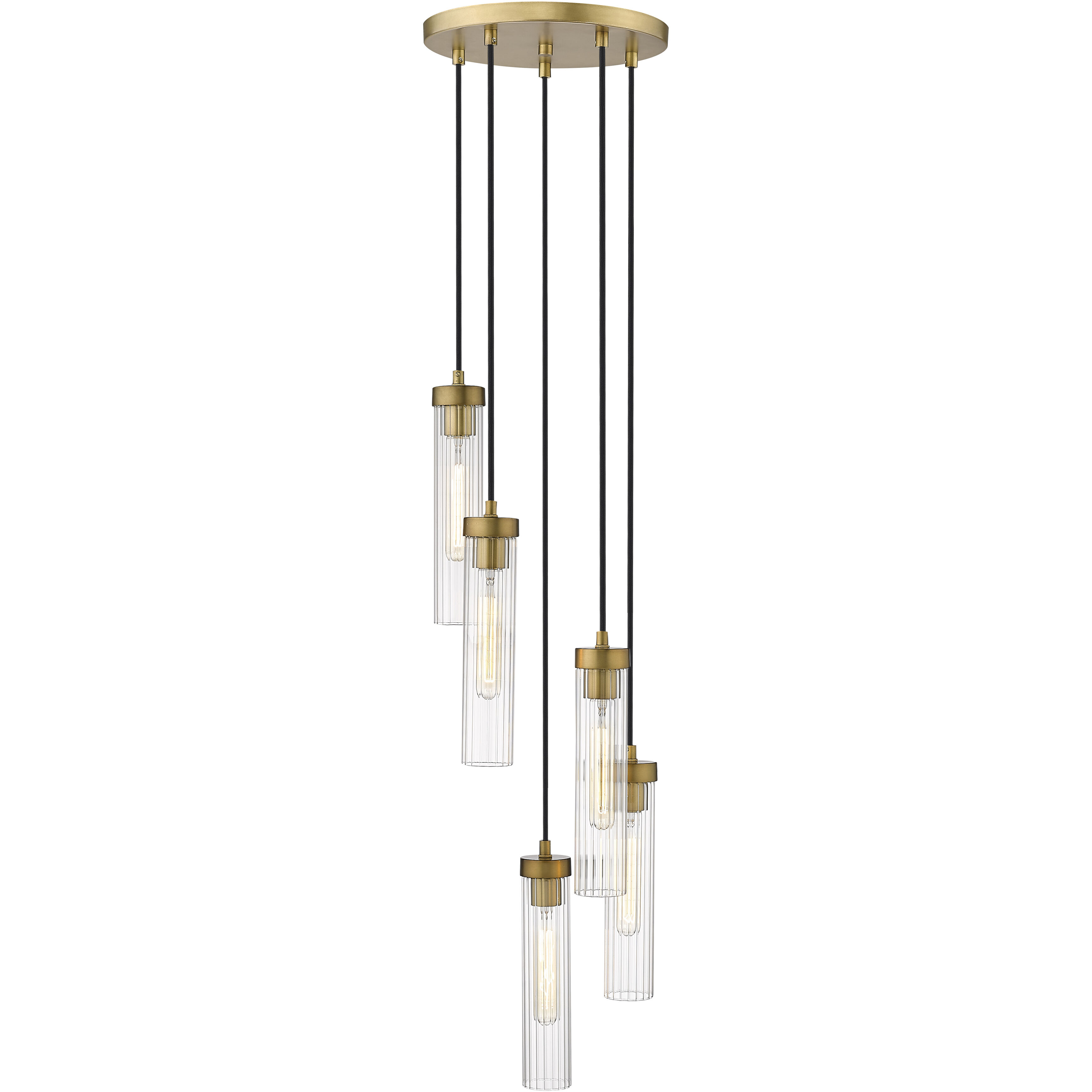 Beau 5 Light 12 inch Rubbed Brass Chandelier Ceiling Light