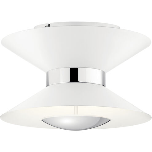 Kordan LED 14 inch Matte Black Semi Flush Mount Ceiling Light in Black and Polished Nickel