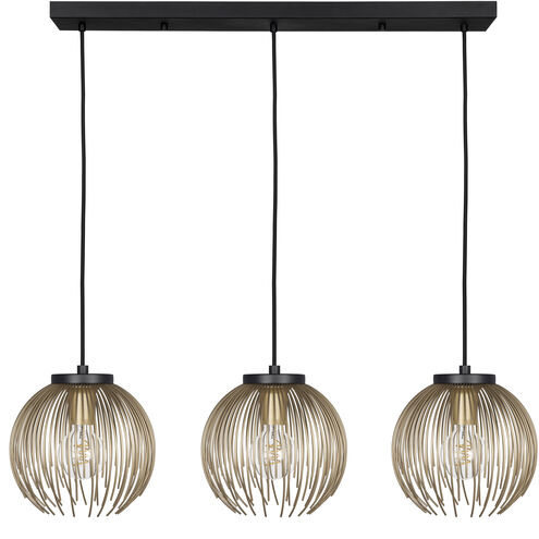 Venezuela 3 Light 9.33 inch Gold and Black Pendant Ceiling Light