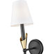 Claudelle Wall Sconce Wall Light in Matte Black and Modern Gold