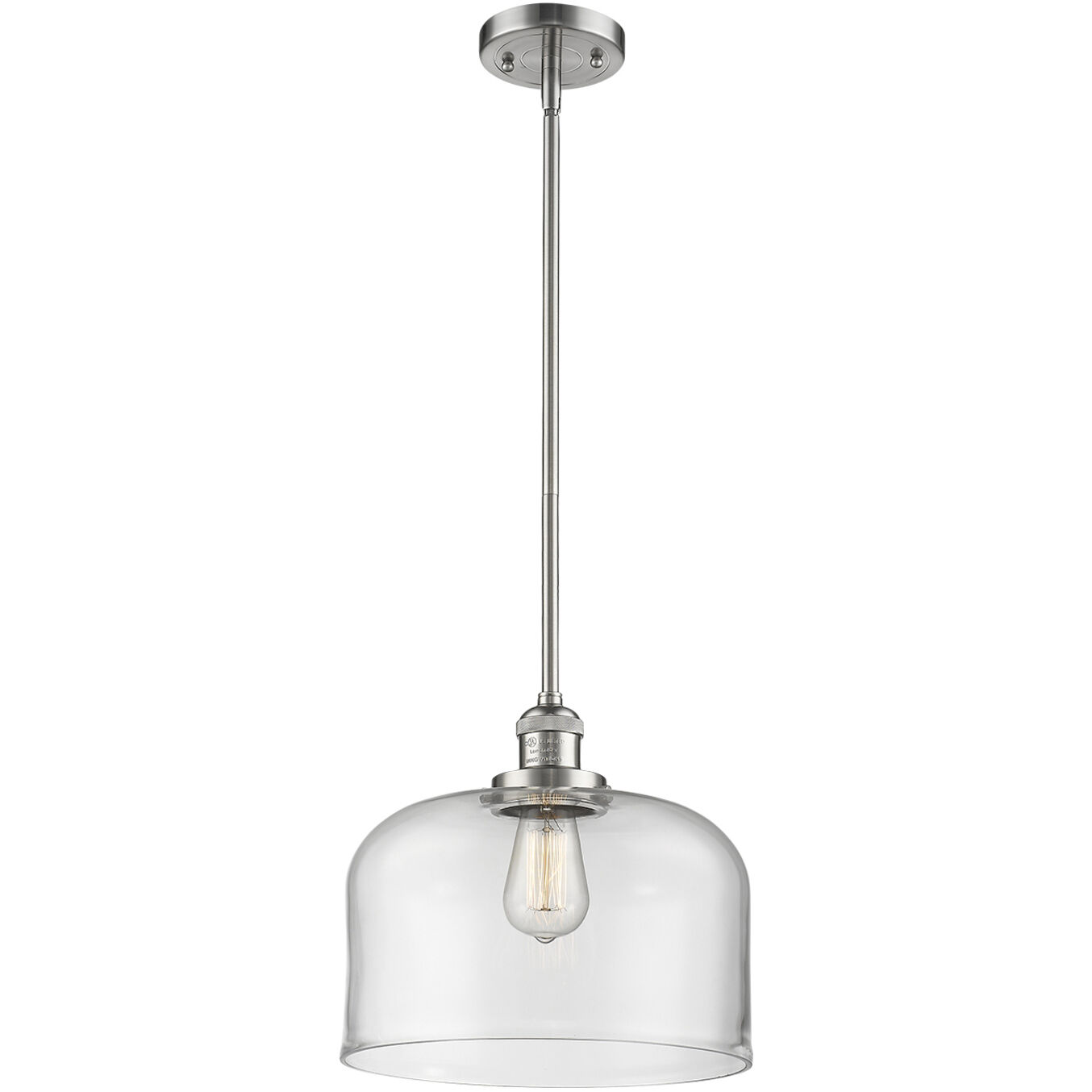 Franklin Restoration Bell LED 12 inch Polished Chrome Mini Pendant Ceiling Light in Clear, Franklin Restoration