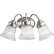 Economy Fluted Glass 3 Light 16.13 inch Brushed Nickel Bath Vanity Wall Light in Clear Prismatic