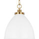 C&M by Chapman & Myers Wellfleet 1 Light 15.63 inch Matte White and Burnished Brass Pendant Ceiling Light in Matte White / Burnished Brass