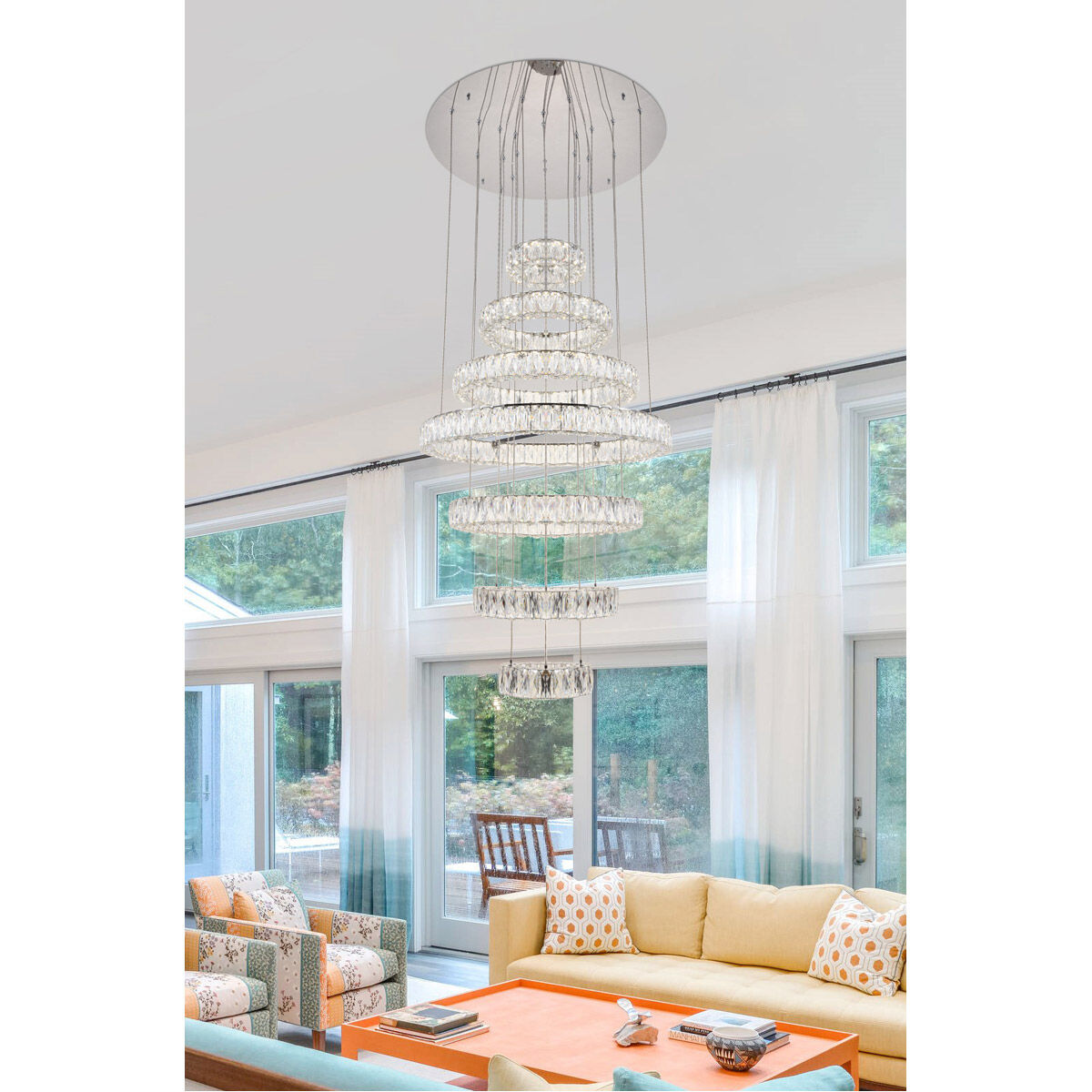 Monroe LED 34 inch Chrome Chandelier Ceiling Light