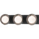 Brooklyn 3 Light 22 inch Black and Black Straight Bath Sconce Wall Light, Straight