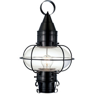 Classic Onion 1 Light 17.5 inch Black with Clear Outdoor Post Light, Medium