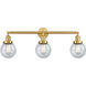 Franklin Restoration Beacon 3 Light 30 inch Satin Gold Bath Vanity Light Wall Light in Seedy Glass, Franklin Restoration