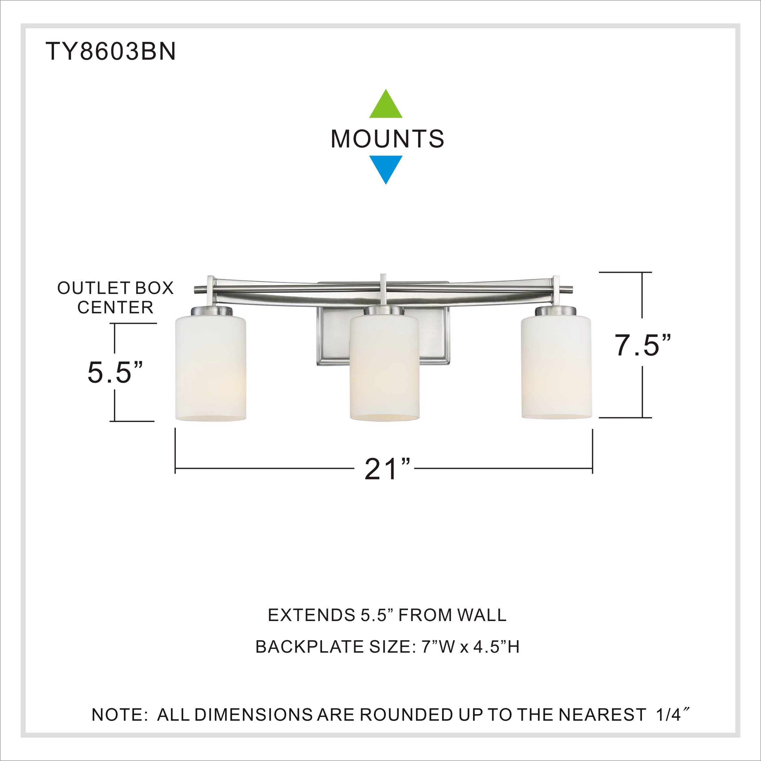 Taylor 3 Light 21 inch Brushed Nickel Bath Light Wall Light