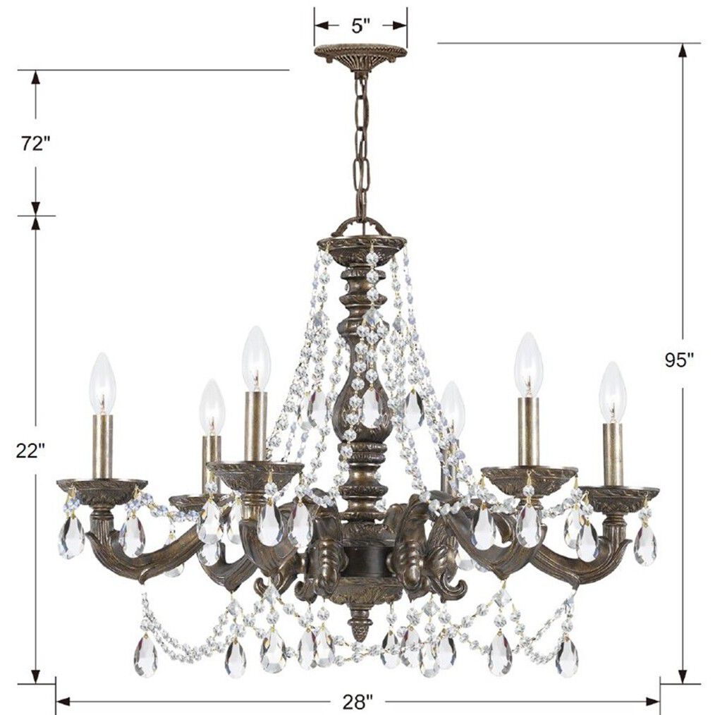 Paris Market 6 Light 28 inch Venetian Bronze Chandelier Ceiling Light in Clear Hand Cut