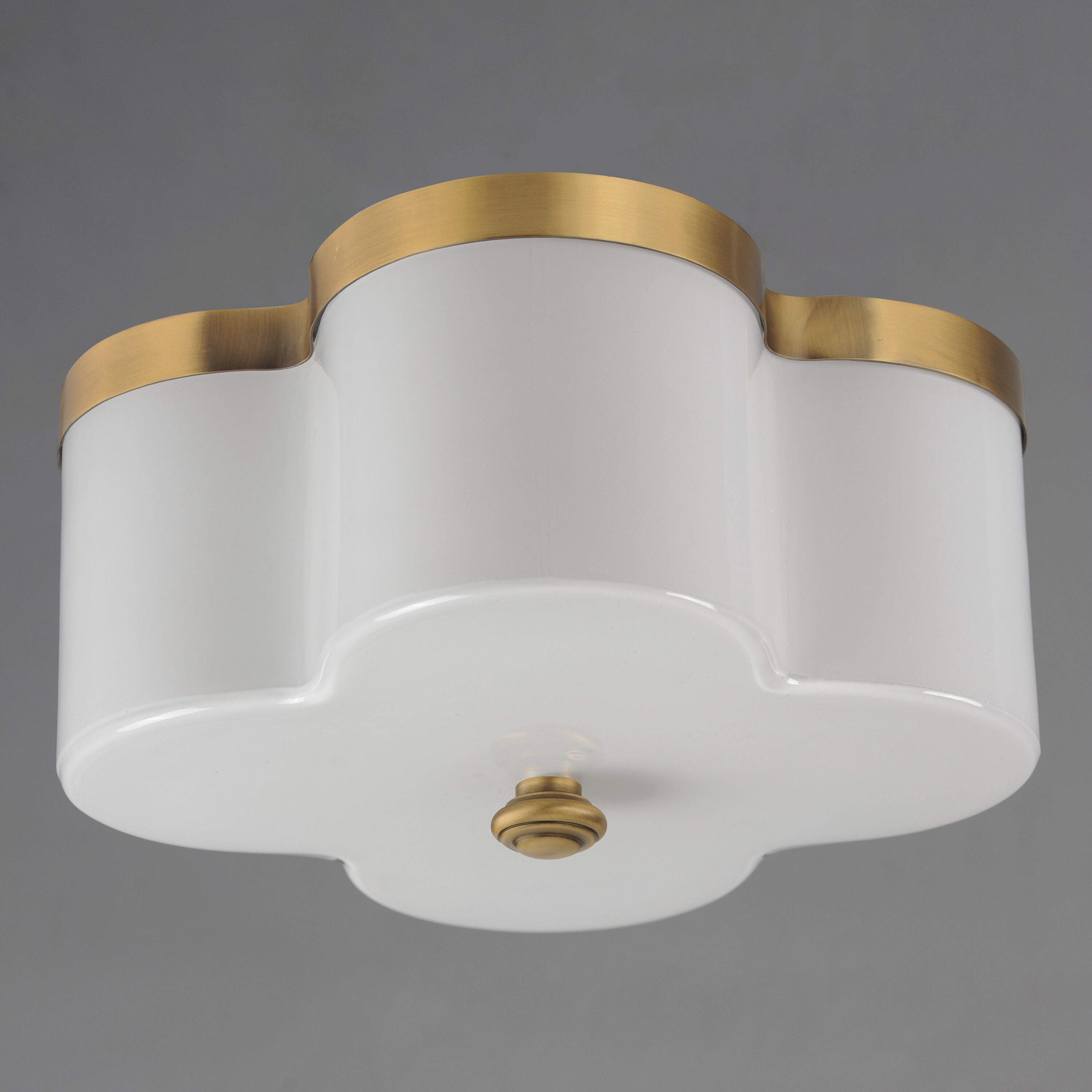 Clover 2 Light 13.5 inch Natural Aged Brass Flush Mount Ceiling Light